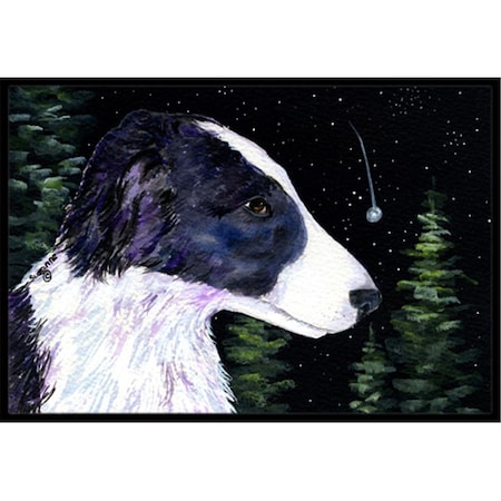 Carolines Treasures Starry Night Border Collie Doormat - 24 x 36 in. SS8490JMAT